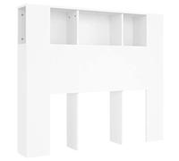 vidaXL Armoire de Tête de Lit, Tête de Lit avec Rangement, Accessoire de Lit, Meuble de Chambre à Coucher Intérieur, Blanc 120x18,5x102,5 cm