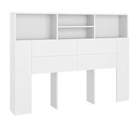 vidaXL Armoire de Tête de Lit Murale Meuble de Chambre à Coucher avec Rangement Accessoire Intérieur Blanc 140x19x103,5 cm