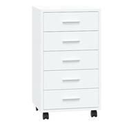 vidaXL Armoire à Tiroirs avec roulettes Armoire de Rangement Organisateur Meuble de Bureau Chambre d'enfant Intérieur Blanc Brillant Bois Ingénierie