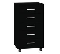 vidaXL Armoire à Tiroirs avec roulettes Armoire de Rangement Organisateur Meuble de Bureau Chambre d'enfant Intérieur Noir Bois d'Ingénierie