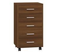vidaXL Armoire à Tiroirs avec roulettes Armoire de Rangement Organisateur Meuble de Bureau Chambre d'enfant Intérieur Chêne Marron Bois d'Ingénierie