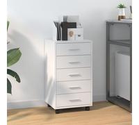vidaXL Armoire à tiroirs avec roulettes Blanc brillant Bois ingénierie
