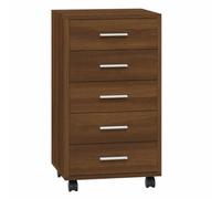 vidaXL Armoire à tiroirs avec roulettes Chêne marron Bois d'ingénierie