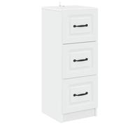 vidaXL Armoire à tiroirs Blanc 33 x 34,5 x 87 cm Bois d'ingénierie, Meuble de Rangement, Armoire rectangulaire avec tiroirs, Meuble Moderne pour la Maison, Gain de Place Fonctionnel