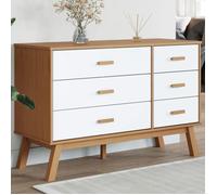 vidaXL Armoire à Tiroirs, Commode avec Pieds, Meuble de Rangement, Organisateur de Salon Salle de Séjour, Moderne, Blanc et 358593