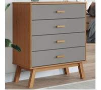 vidaXL – Armoire à tiroirs Olden – Bois de pin solide, gris et marron
