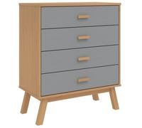 vidaXL Armoire à Tiroirs, Commode avec Pieds, Meuble de Rangement, Organisateur de Salon Salle de Séjour, Moderne, Gris et Marron Bois de Pin Solide