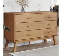 Vidaxl Armoire À Tiroirs Olden Marron Bois De Pin Solide Marron