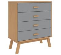 vidaXL Armoire à Tiroirs, Commode avec Pieds, Meuble de Rangement, Organisateur de Salon Salle de Séjour, Moderne, Gris et Marron Bois de Pin Solide