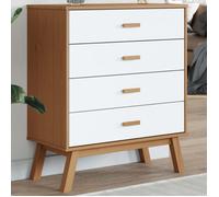 vidaXL Armoire à tiroirs OLDEN blanc et marron bois de pin solide