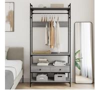 vidaXL Armoire à Tiroirs, Garde-robe avec Pieds, Porte-manteaux avec Rangement, Penderie de Chambre, Industriel, Sonoma Gris 838956