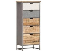 vidaXL Armoire à Tiroirs Meuble de Rangement Commode Buffet avec 5 Tiroirs Chambre à Coucher Intérieur 45x30x105 cm Bois de Manguier Massif Gris G