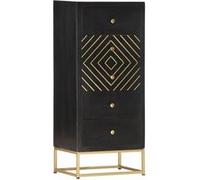 vidaXL Armoire à tiroirs Noir et doré 45x30x105 cm Bois de manguier