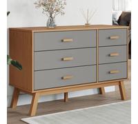 Vidaxl Armoire À Tiroirs Olden Gris Et Marron Bois De Pin Solide Multicolore