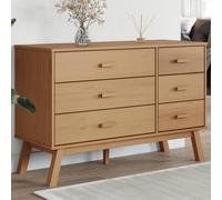 Vidaxl Armoire À Tiroirs Olden Marron Bois De Pin Solide Marron
