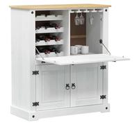 vidaXL Armoire à vin blanche 97 x 45 x 114 cm en bois de pin massif pour salon, rectangulaire, rustique, durable, grain de bois, grand espace de rangement, fait pour le style et la fonctionnalité