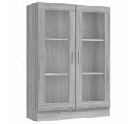 vidaXL Armoire à Vitrine Bibliothèque Support à Livres Meuble de Rangement Salle de Séjour Intérieur Sonoma Gris 82,5x30,5x115 cm Bois d'Ingénierie