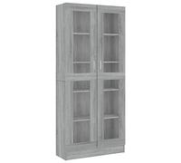 vidaXL Armoire à Vitrine Bibliothèque Support à Livres Meuble de Rangement Salle de Séjour Intérieur Sonoma Gris 82,5x30,5x185,5 cm Bois d'Ingénierie