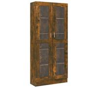vidaXL Armoire vitrine bibliothèque 815621 – Chêne fumé, 82,5x30,5x185 cm, bois d'ingénierie