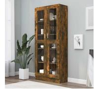 vidaXL Armoire vitrine bibliothèque 815621 – Chêne fumé, 82,5x30,5x185 cm, bois d'ingénierie