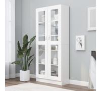 Vidaxl Armoire À Vitrine Blanc 82,5x30,5x185,5 Cm Bois D'ingénierie Multicolore