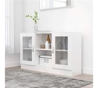 vidaXL Armoire à vitrine Blanc brillant 120x30,5x70 cm Bois ingénierie802792 Blanc G