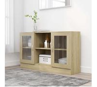 vidaXL Armoire à vitrine 802789 – Buffet avec compartiment, Meuble de rangement Chêne