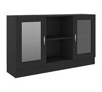 vidaXL Armoire à Vitrine, Buffet avec Compartiment, Meuble de Rangement de Salon Salle de Séjour Chambre Intérieur, Noir Bois d’Ingénierie