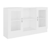 vidaXL Armoire à Vitrine Buffet Meuble de Rangement Armoire de Rangement avec 2 Compartiments et 2 Portes Maison Blanc 120x30,5x70 cm Aggloméré