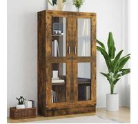 vidaXL Armoire à Vitrine Étagère à Livres Support à Livres Meuble de Rangement Salon Intérieur Chêne Fumé 82,5x30,5x115 cm Bois d'Ingénierie