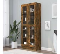 Vidaxl Armoire À Vitrine Chêne Fumé 82,5x30,5x185,5 Cm Bois Ingénierie Multicolore