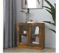 Vidaxl Armoire À Vitrine Chêne Fumé 82,5x30,5x80 Cm Bois D'ingénierie