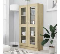 Vidaxl Armoire À Vitrine Chêne Sonoma 82,5x30,5x150 Cm Bois Ingénierie Marron