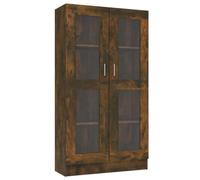 vidaXL Armoire à Vitrine Étagère à Livres Support à Livres Meuble de Rangement Salon Intérieur Chêne Fumé 82,5x30,5x115 cm Bois d'Ingénierie