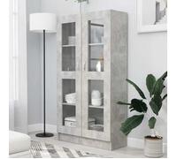vidaXL Armoire à vitrine Gris béton 82,5x30,5x150 cm Bois d'ingénierie 802763