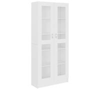 vidaXL Armoire à Vitrine, Meuble de Rangement avec Compartiment, Étagère de Salon Salle de Séjour Chambre Intérieur, Blanc Bois d’Ingénierie