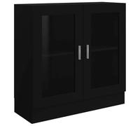 vidaXL Armoire à Vitrine, Meuble de Rangement avec Compartiment, Étagère de Salon Salle de Séjour Chambre Intérieur, Noir Bois d’Ingénierie