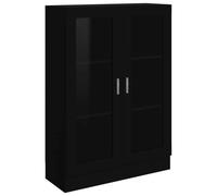 vidaXL Armoire à Vitrine, Meuble de Rangement avec Compartiment, Étagère de Salon Salle de Séjour Chambre Intérieur, Noir Bois d’Ingénierie