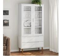 vidaXL Armoire à vitrine MOLDE Blanc 90x35x175 cm Bois de pin massif 350544