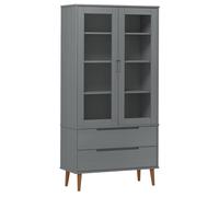 vidaXL Armoire à vitrine MOLDE Gris 90x35x175 cm Bois de pin massif