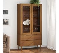 Vidaxl Armoire À Vitrine Molde Marron 90x35x175 Cm Bois De Pin Massif Marron