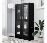 Vidaxl Armoire À Vitrine Noir 82,5x30,5x150 Cm Bois D'ingénierie Noir