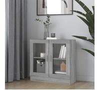 Vidaxl Armoire À Vitrine Sonoma Gris 82,5x30,5x80 Cm Bois D'ingénierie