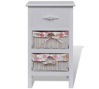 Vidaxl Armoire Avec 1 Tiroir Et 2 Paniers Blanc Bois De Paulownia