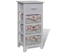Vidaxl Armoire Avec 1 Tiroir Et 3 Paniers Blanc Bois De Paulownia Blanc