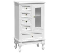 vidaXL Armoire avec 5 Tiroirs et 2 Étagères, Meuble de Rangement avec Porte et Boutons, Organisateur de Maison Bureau Salon Chambre à Coucher, Blanc