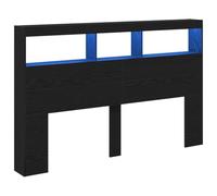 vidaXL Armoire tête de lit avec LED chêne noir 160x17x102 cm, tête de lit, tête de lit à LED, armoire de chambre à coucher 863133