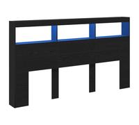 Armoire tête de lit avec LED chêne noir 180x17x102 cm, tête de lit, tête de lit à LED, armoire de chambre à coucher 863136
