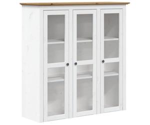 vidaXL Armoire avec Portes vitrées BODO Blanc Marron Bois pin Massif