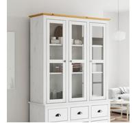 vidaXL Armoire BODO avec portes vitrées – Blanc Marron, bois pin massif 355078